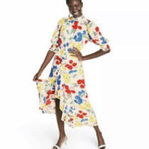 RIXO Floral Maxi Dress - Red, Yellow, Blue